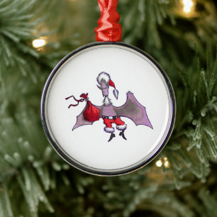Santa Bat round premium ornament