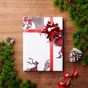 Santa Bat white glossy wrapping paper medium