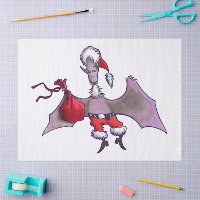 Santa Bat white tissue paper large (Craft)