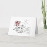 Santa BBQ on the beach Christmas card<br><div class="desc">Santa celebrating Christmas on the beach in his shorts,  enjoying a BBQ! Fun design to send to your loved ones at Christmas if you live in a hot country!</div>