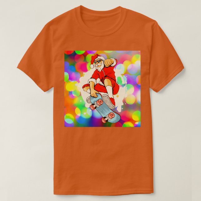 Santa Be Skatin Lights T-Shirt (Design Front)