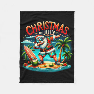 Santa Beach Funny Christmas In July Santa Summer B Fleece Blanket