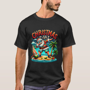 Santa Beach Funny Christmas In July Santa Summer B T-Shirt