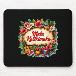 Santa Beach Mele Kalikimaka Hawaiian Tail Party Mouse Pad