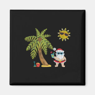 Santa Beach Tropical Christmas In July Palm Trees Magnet