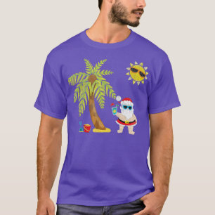 Santa Beach Tropical Christmas in July Palm Trees T-Shirt