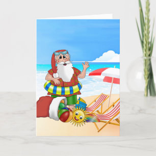 Santa Beach Tropical Christmas Vacation Holiday Card