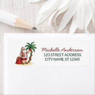 Santa Beach tropical Hawaiian Palm Return Address Label