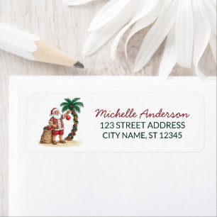 Santa Beach tropical Hawaiian Palm Return Address Label