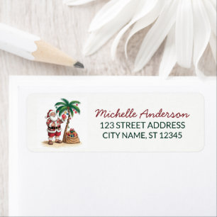 Santa Beach tropical Hawaiian Palm Return Address Label