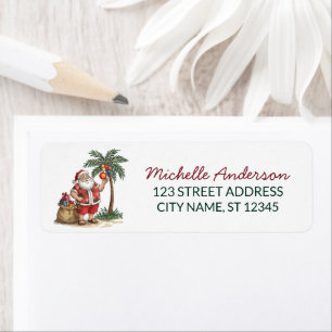 Santa Beach tropical Hawaiian Palm Return Address Label