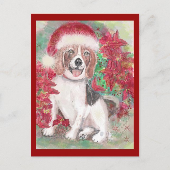 Santa Beagle Christmas card (Front)