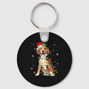 Santa Beagle Christmas Lights Xmas Dog Lover Men W Key Ring
