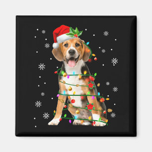 Santa Beagle Christmas Lights Xmas Dog Lover Men W Magnet