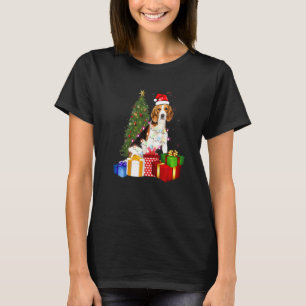 Santa Beagle Dog Christmas Tree Light  Xmas Dog T-Shirt