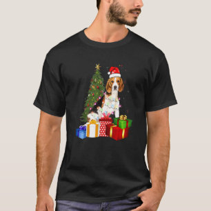 Santa Beagle Dog Christmas Tree Light Xmas Dog T-Shirt