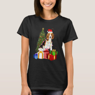 Santa Beagle Dog Christmas Tree Light   Xmas Dog T-Shirt