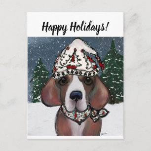 SANTA BEAGLE HOLIDAY POSTCARD