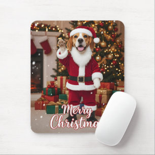 Santa Beagle Merry Christmas - Beagle Xmas Dog Mouse Pad