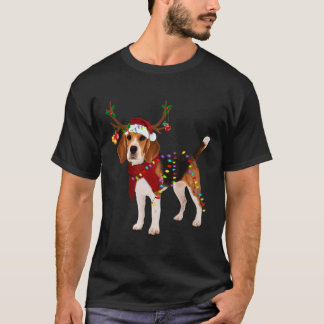 Santa Beagle Reindeer Light Christmas Gifts T-Shirt