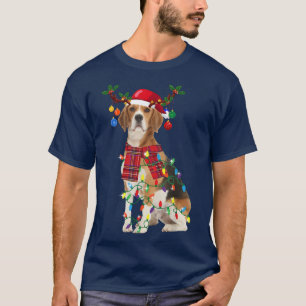 Santa Beagle reindeer Light Christmas T-Shirt