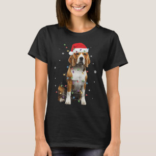 Santa Beagle with Christmas lights Funny Dog Lover T-Shirt