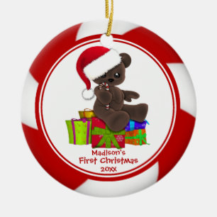 Santa Bear Baby's First Christmas Ornament