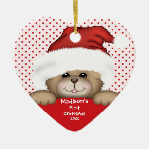 Santa Bear Baby's First Christmas Ornament