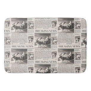 Santa Bear Breaking News Newspaper Christmas Deer Bath Mat