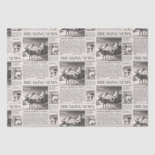 Santa Bear Breaking News Newspaper Christmas Deer Tissue Paper