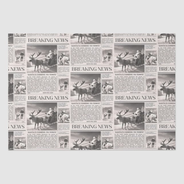 Santa Bear Breaking News Newspaper Christmas Deer Tissue Paper (Front)