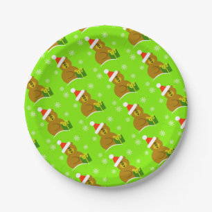 Santa Bear Christmas Paper Plates