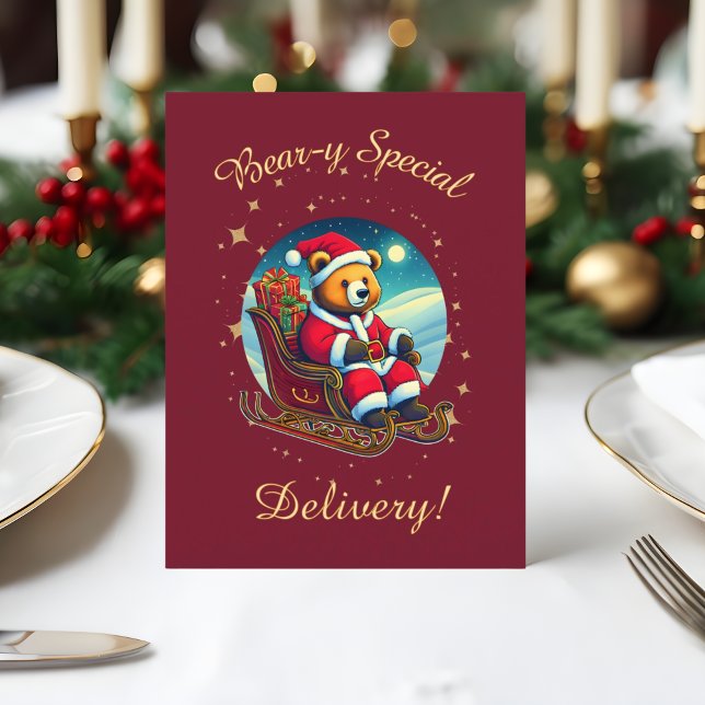 Santa Bear’s Sleigh Festive Wishes Holiday Card (Creator Uploaded)