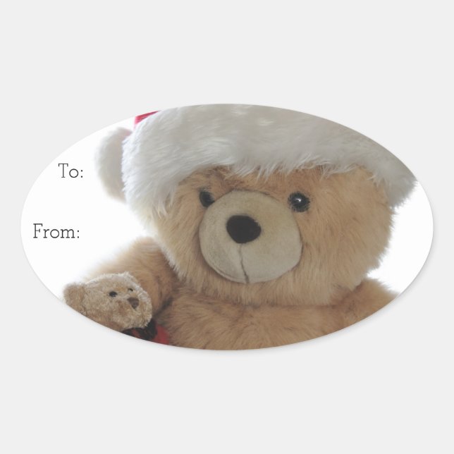 Santa bear with little bear oval sticker (Front)