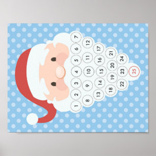 Santa Beard Christmas Countdown Advent Calendar Poster