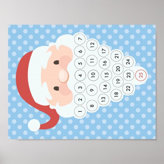 Santa Beard Christmas Countdown Advent Calendar Poster | Zazzle.com.au