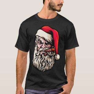 Santa Beard Cigars Funny Smoke Break Christmas T-Shirt