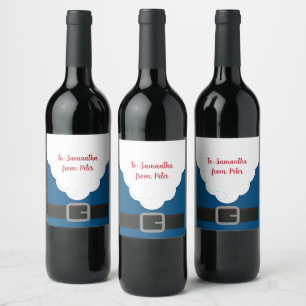 Santa Beard Hope You've Been Good - Cobalt Blue Wine Label