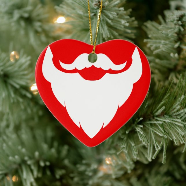 Santa beard moustache gift red & white ornament (Tree)