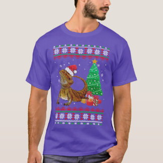Santa Bearded Dragon Christmas Ugly Xmas Reptile L T-Shirt