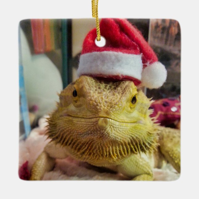 Santa Beardie Ceramic Ornament (Front)