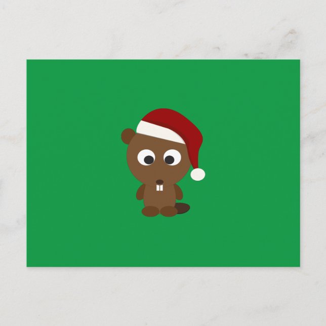 Santa Beaver Holiday Postcard (Front)