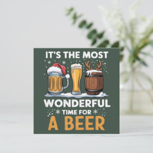Santa Beer Christmas Party Drinking Family Gifts Holiday Card
