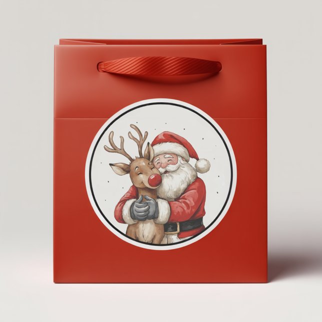 Santa & Beer Heart Ornament – Trending Now  Classic Round Sticker (Creator Uploaded)