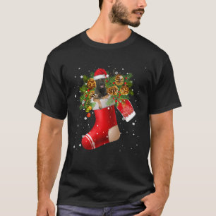Santa Belgian Malinois In Christmas Sock Pajama T-Shirt