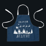 Santa believe Christmas traditional blue photo Apron<br><div class="desc">Santa believe Christmas traditional modern holiday navy blue and white photo favour baking apron gift design.</div>