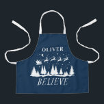 Santa believe Christmas traditional blue photo Apron<br><div class="desc">Santa believe Christmas traditional modern holiday navy blue and white photo favour baking apron gift design.</div>