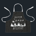 Santa believe Christmas traditional blue photo Apron<br><div class="desc">Santa believe Christmas traditional modern holiday black and white favour baking apron gift design.</div>