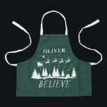 Santa believe Christmas traditional green photo Apron<br><div class="desc">Santa believe Christmas traditional modern holiday green and white photo favour baking apron gift design.</div>