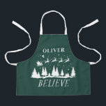 Santa believe Christmas traditional green photo Apron<br><div class="desc">Santa believe Christmas traditional modern holiday green and white photo favour baking apron gift design.</div>